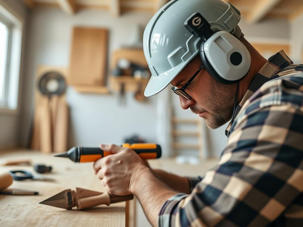 A hyper realistic close up shot of a skilled contractor