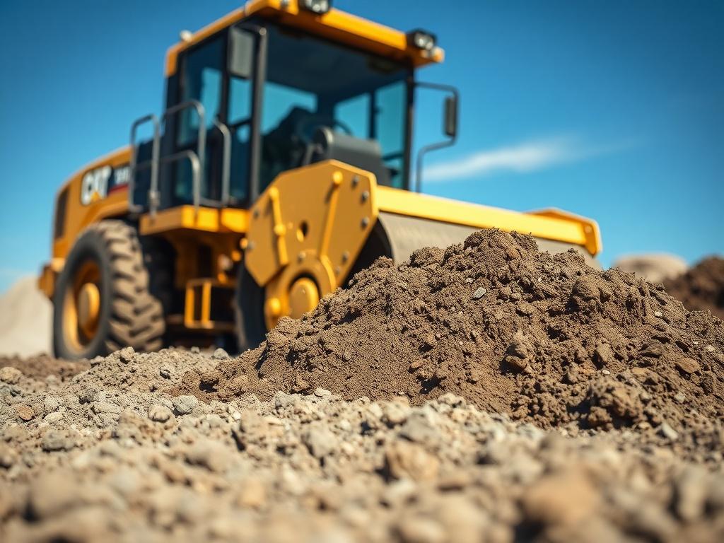 A detailed shot of a compaction machine at work on