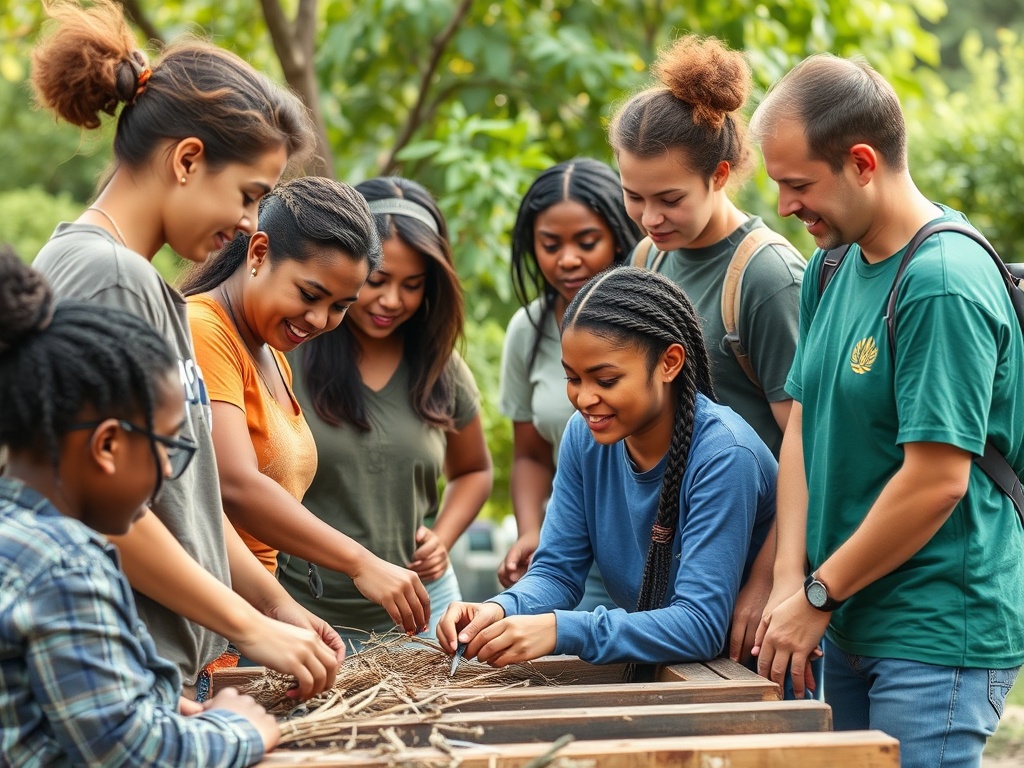 Diverse youth and mentors engaged in hands-on learning together