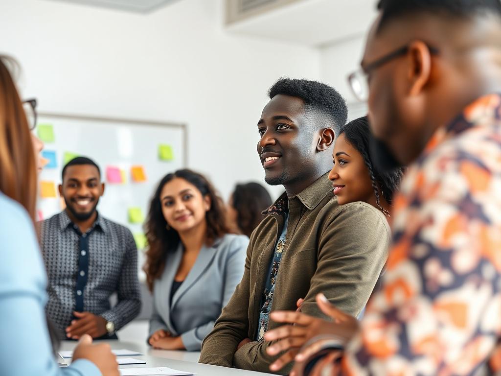 A close up shot of a leadership workshop in progress,