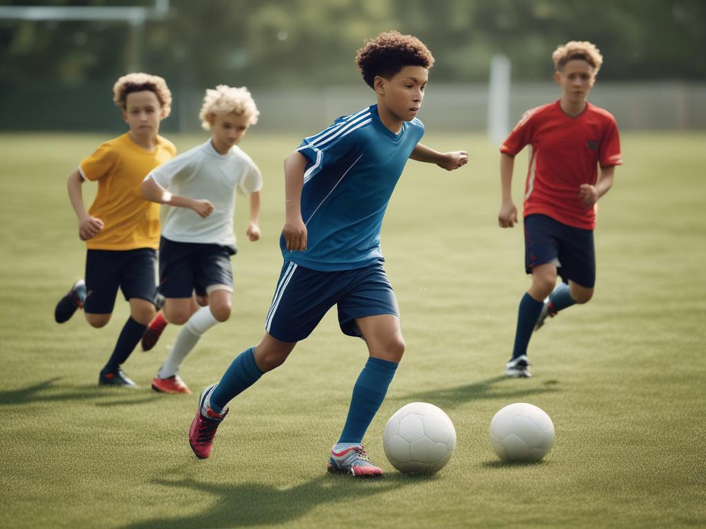 Young athletes soccer training