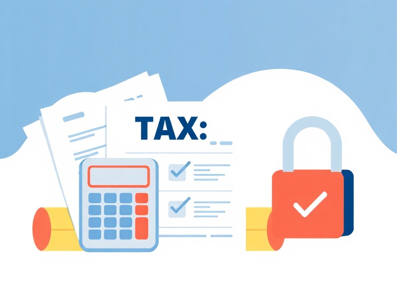 Tax preparation illustration with organized documents and checkmarks