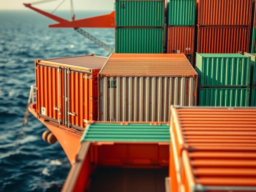 A close up shot of a shipping container on a