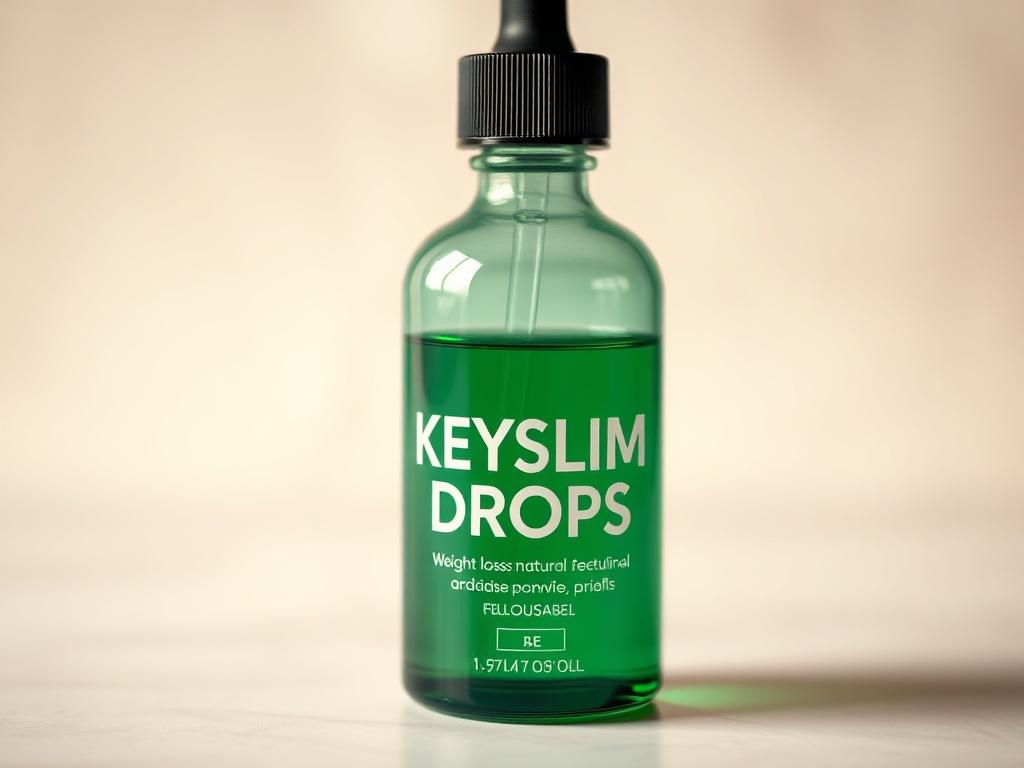 **AI Image Generation Prompt:**

Create a hyper-realistic high-resolution image that visually embodies the essence of a blog post titled "KEYSLIM DROPS Weight Loss." 

**Composition:** The composition should be simple and clear, showcasing a singular focal point. 

**Subject Matter:** Feature a close-up shot of a sleek, elegant bottle of KEYSLIM DROPS. The bottle should be made of glass, reflecting a high-quality, premium look. Ensure the design emphasizes the product’s natural and weight-loss attributes—pe