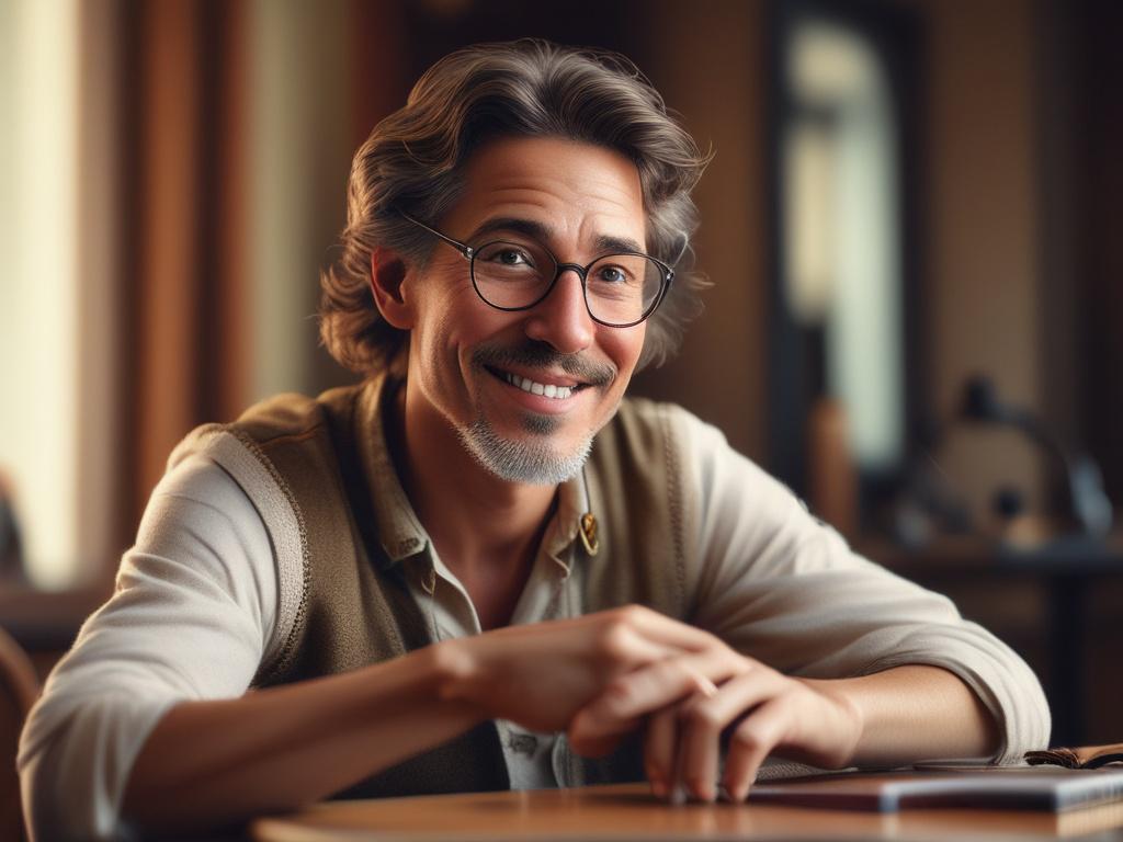 close up shot of a storyteller passionately sharing a pitch,