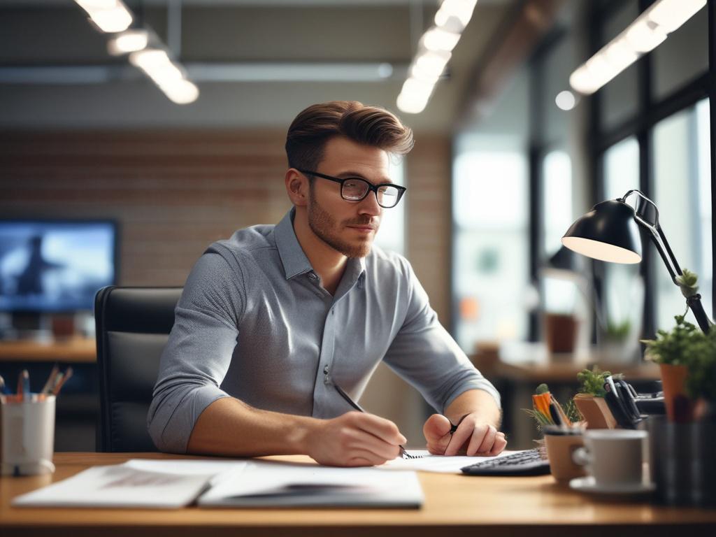 A close-up of an entrepreneur showcasing their innovative product with enthusiasm, in a modern, well-lit workspace.