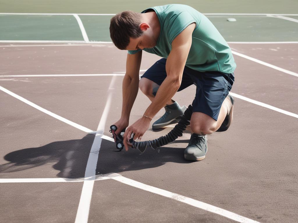 A close up view of a technician repairing cracks on