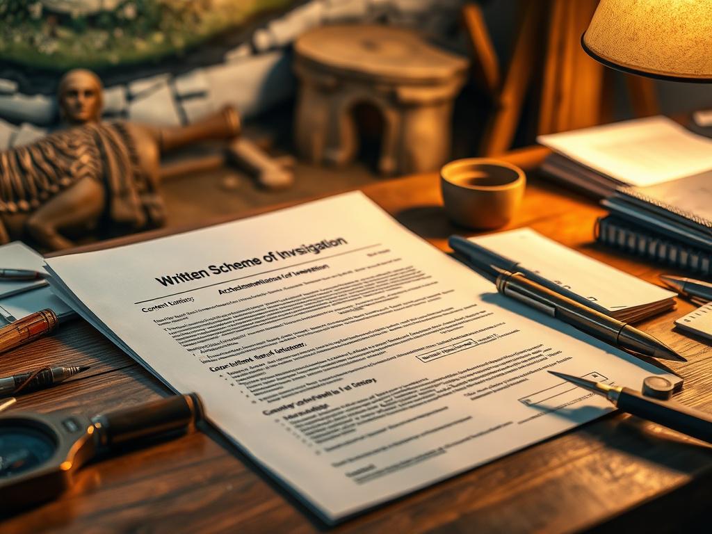 A detailed close up shot of a Written Scheme of