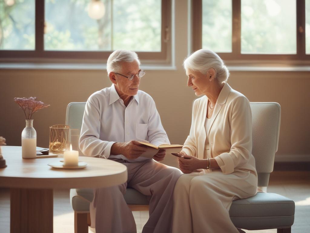 A serene and inviting setting, depicting a caring consultant sitting
