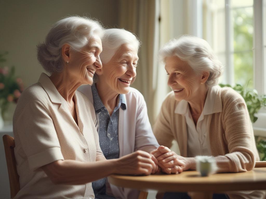 A serene scene depicting a compassionate caregiver gently assisting an