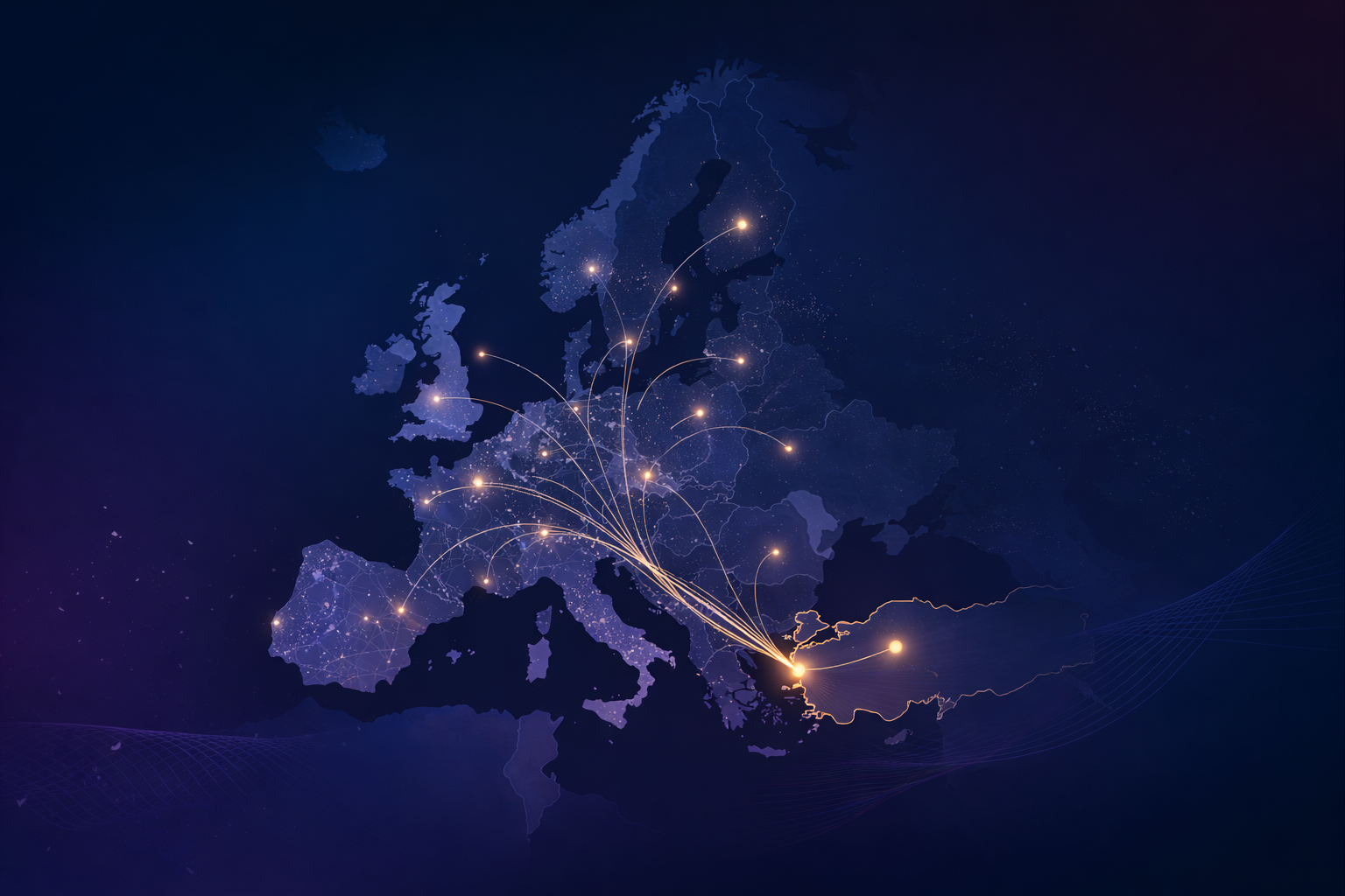 Avrupa bağlantı haritası ve Türkiye-Avrupa operasyon ağı