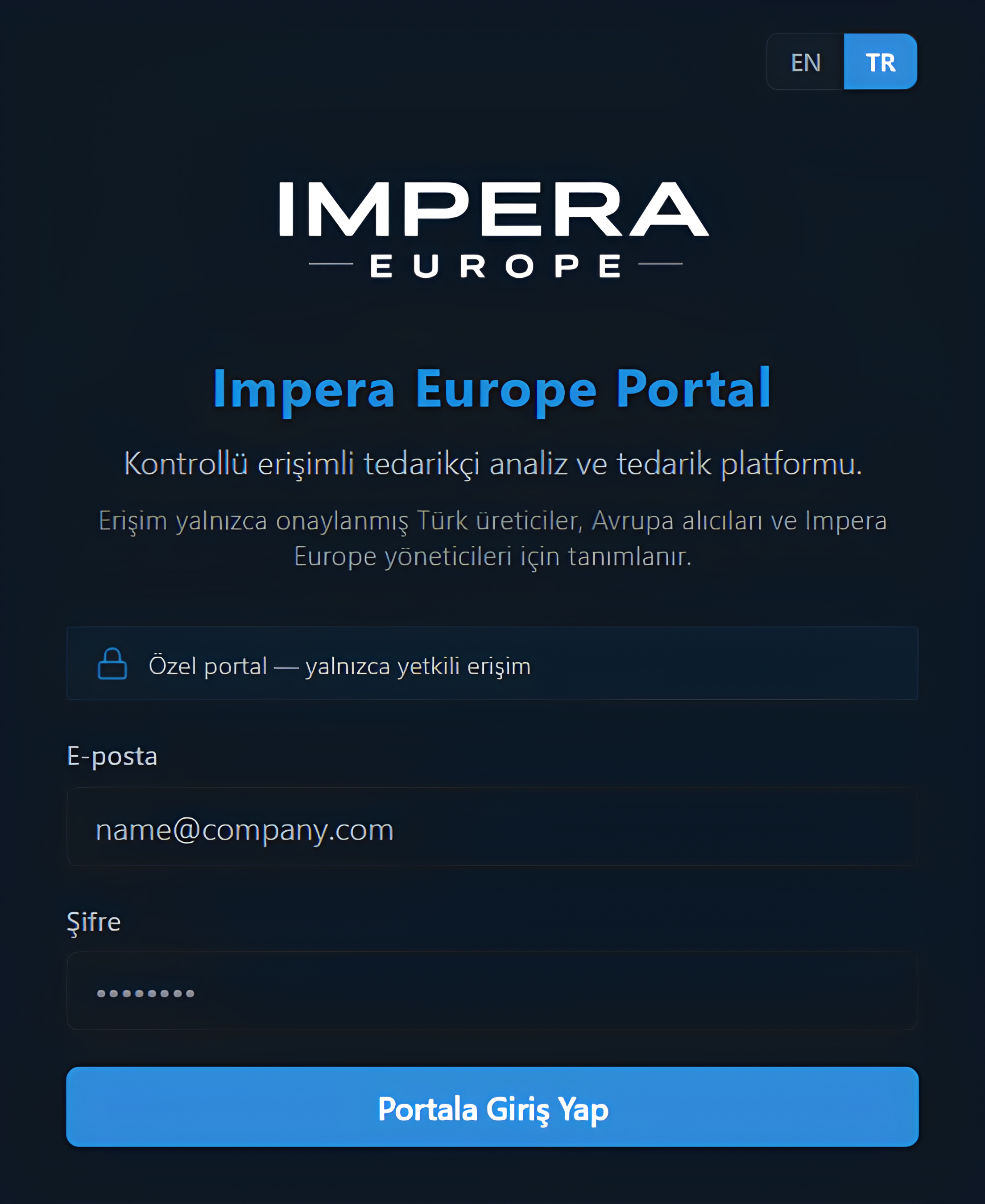 İmpera Europe Portalı Giriş - Türkçe Kontrollü Erişim Sistemi