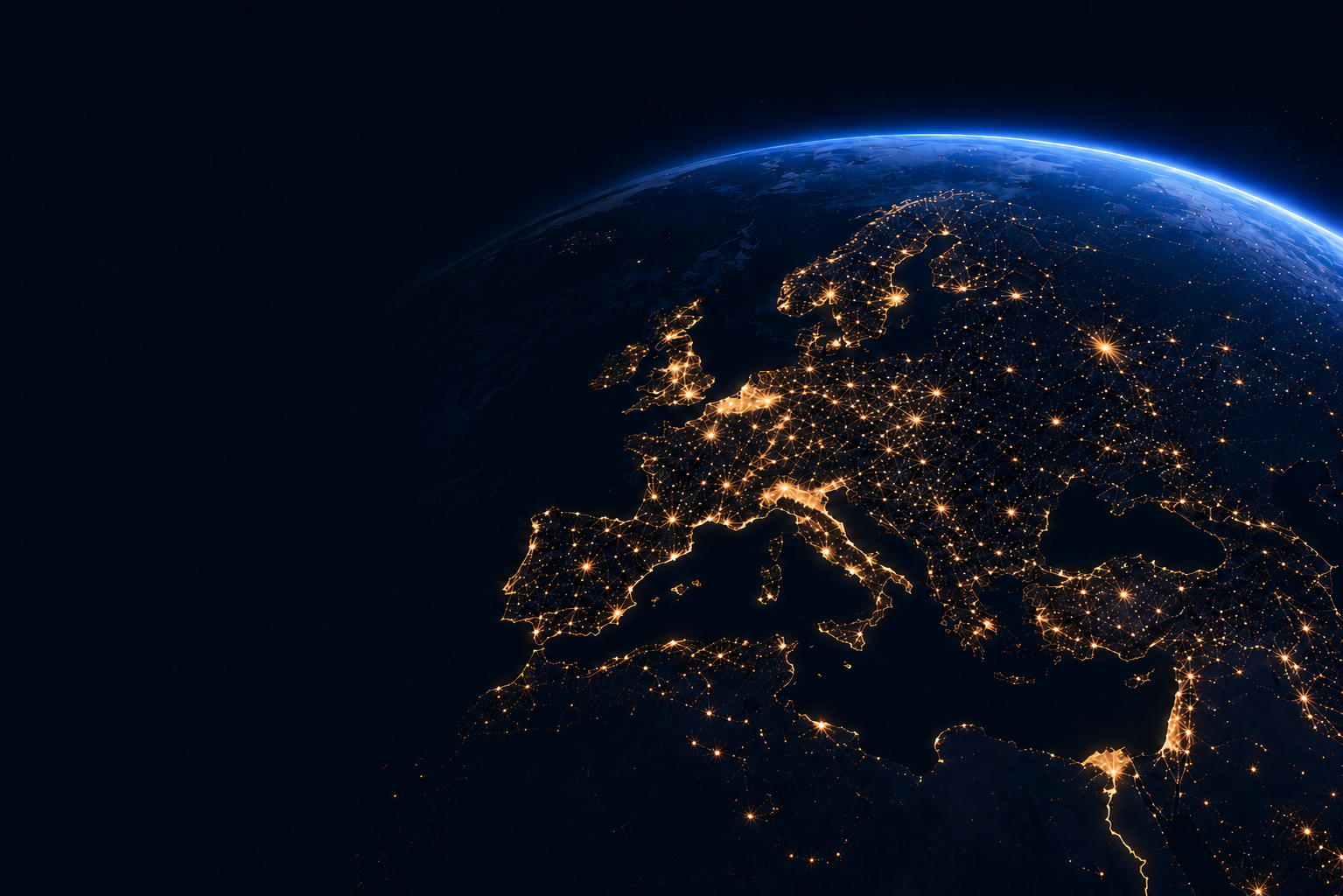 Europe at night from space, Turkey-Europe connection