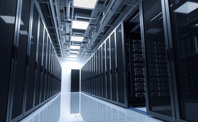 Modern data center showing server racks and computing infrastructure with organized technical equipment