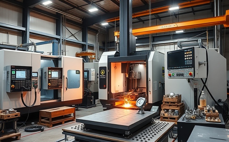 Advanced CNC manufacturing workshop showing precision metal cutting equipment and machining machinery