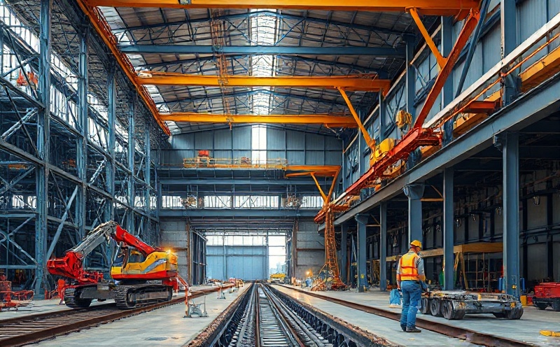 Steel construction site showing welded steel structures and industrial building framework