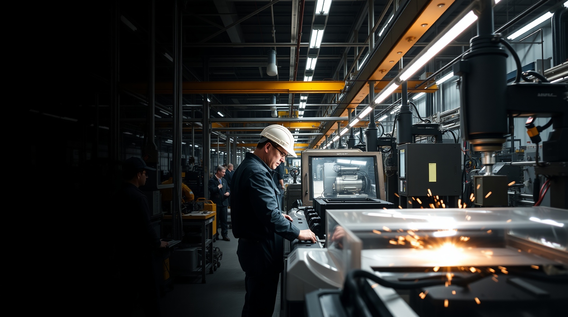 Professional industrial factory production facility with modern manufacturing equipment and operations