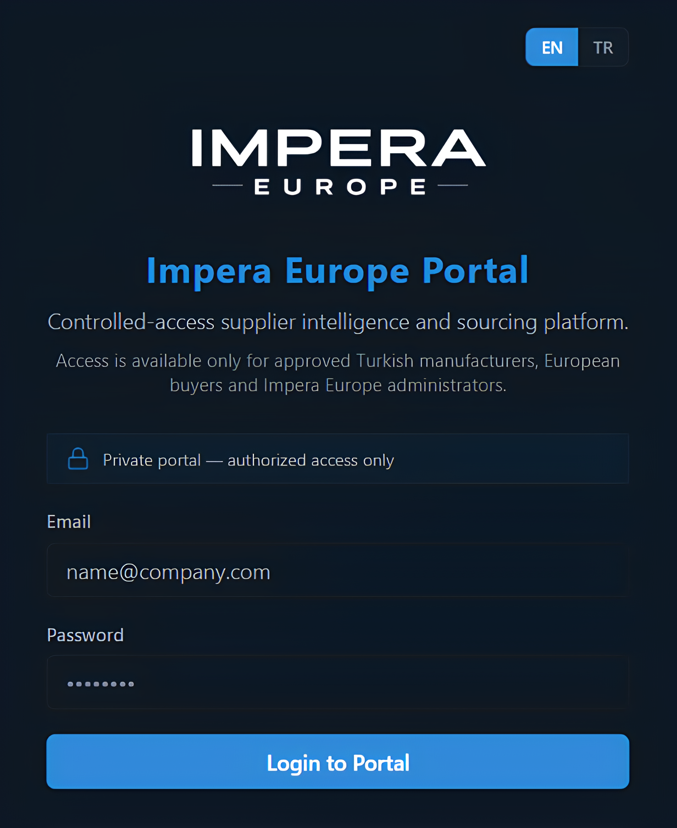 Impera Europe Portal Login - English Controlled Access System