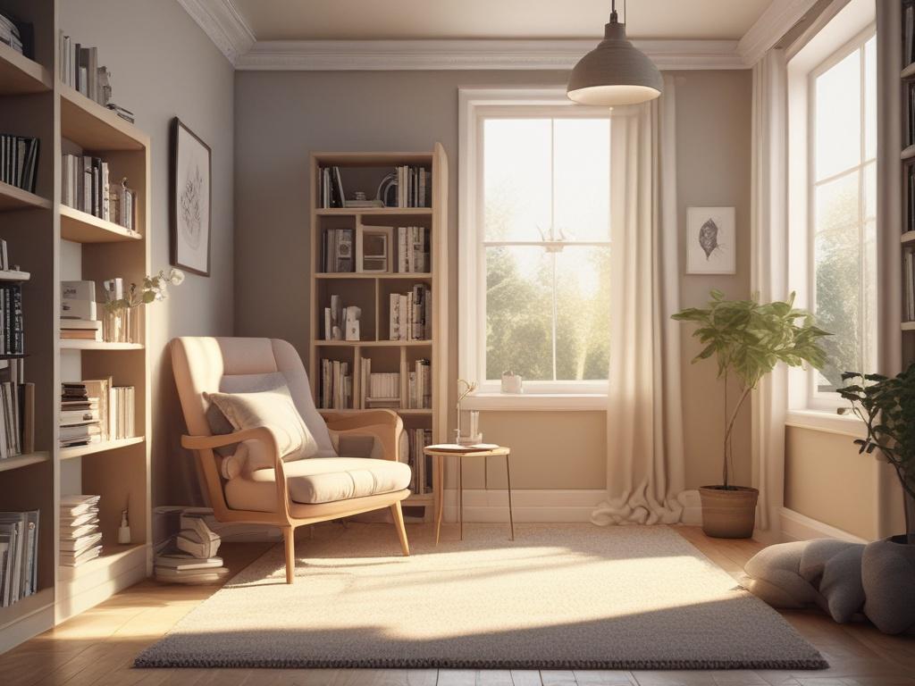A serene and inviting reading nook with a comfortable chair