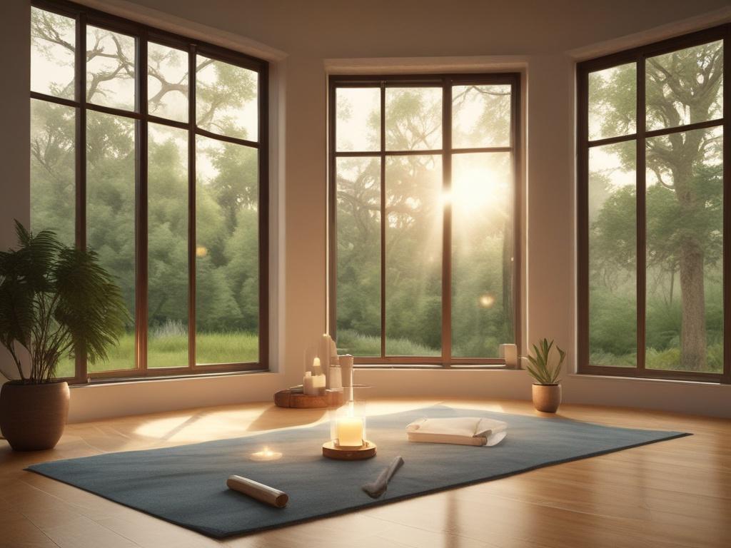 A peaceful meditation space with a soft mat and a