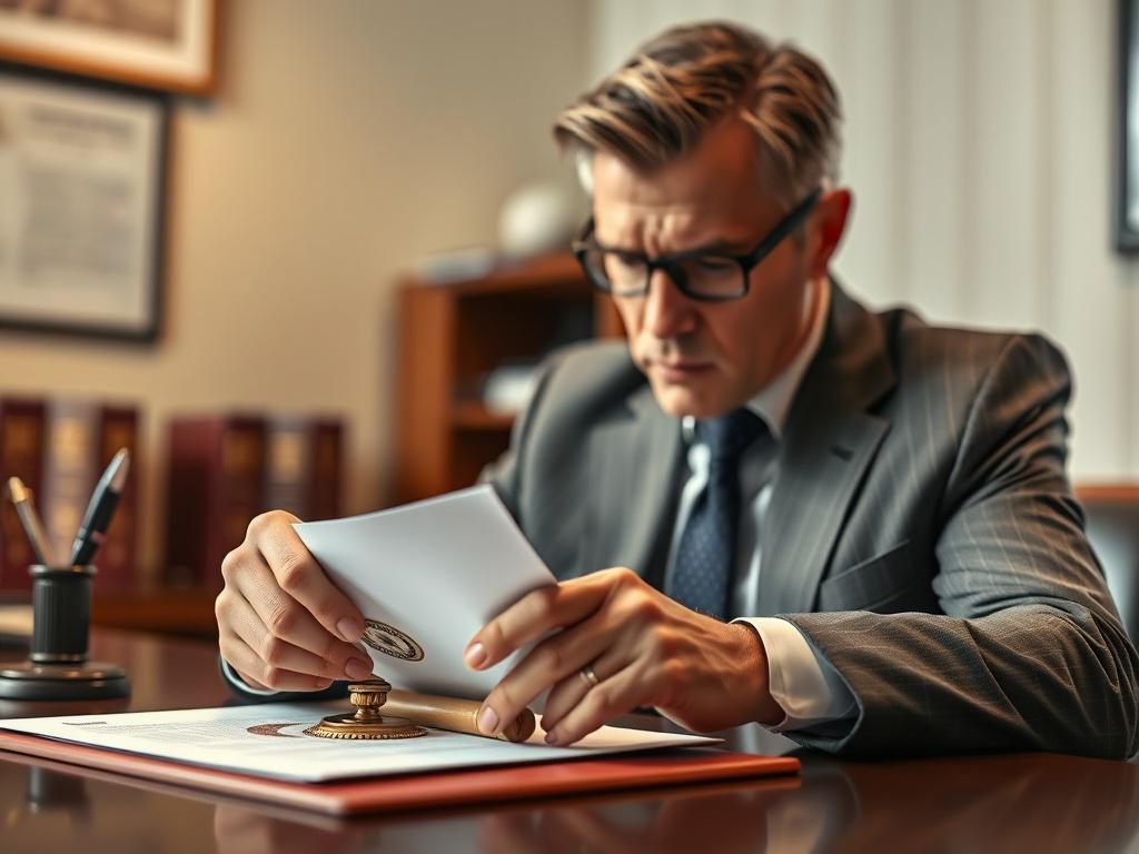 A close up shot of a certified notary public at