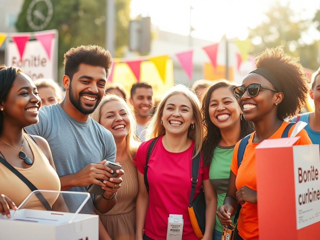A vibrant and engaging image showcasing a diverse group of