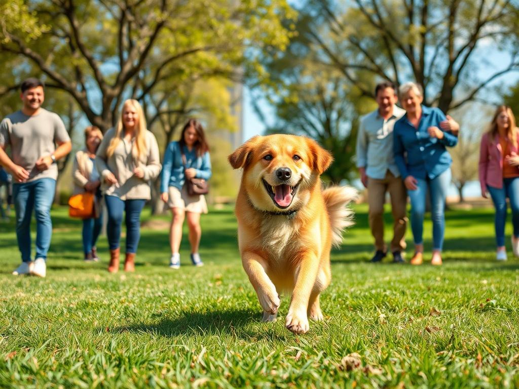 A heartwarming scene featuring a happy dog playing in a