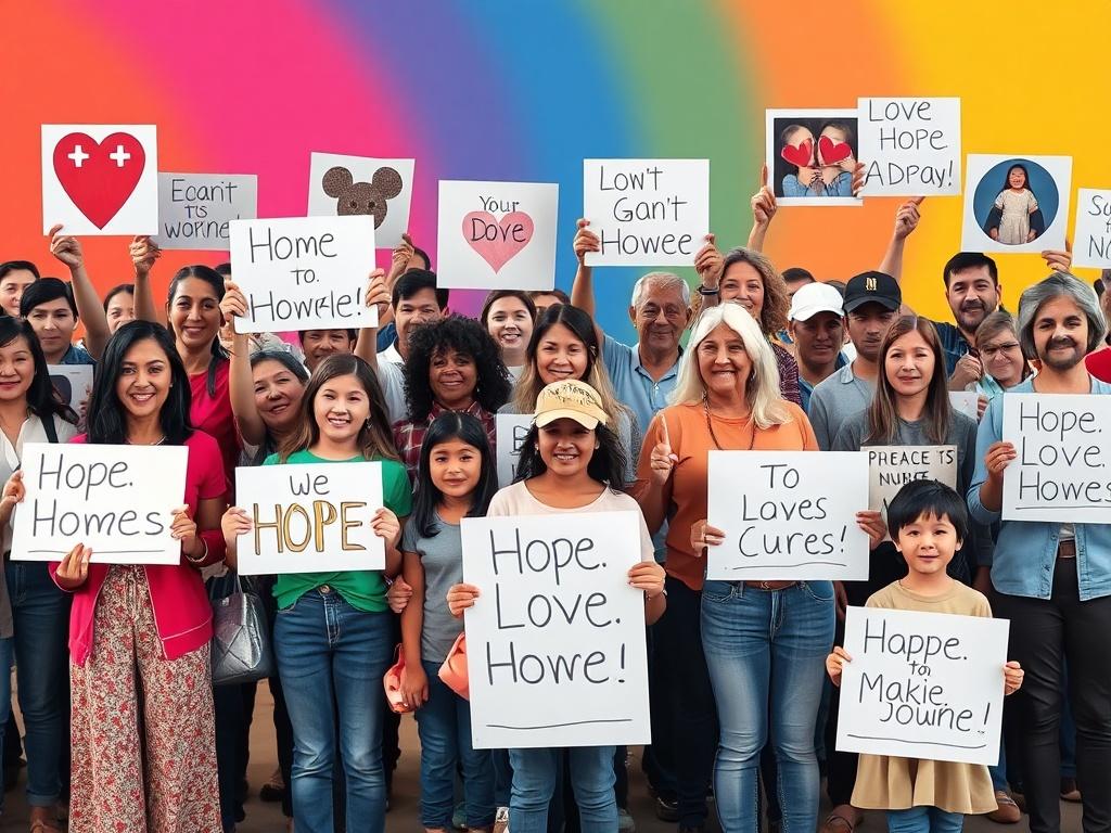 A heartfelt scene of community members coming together to support