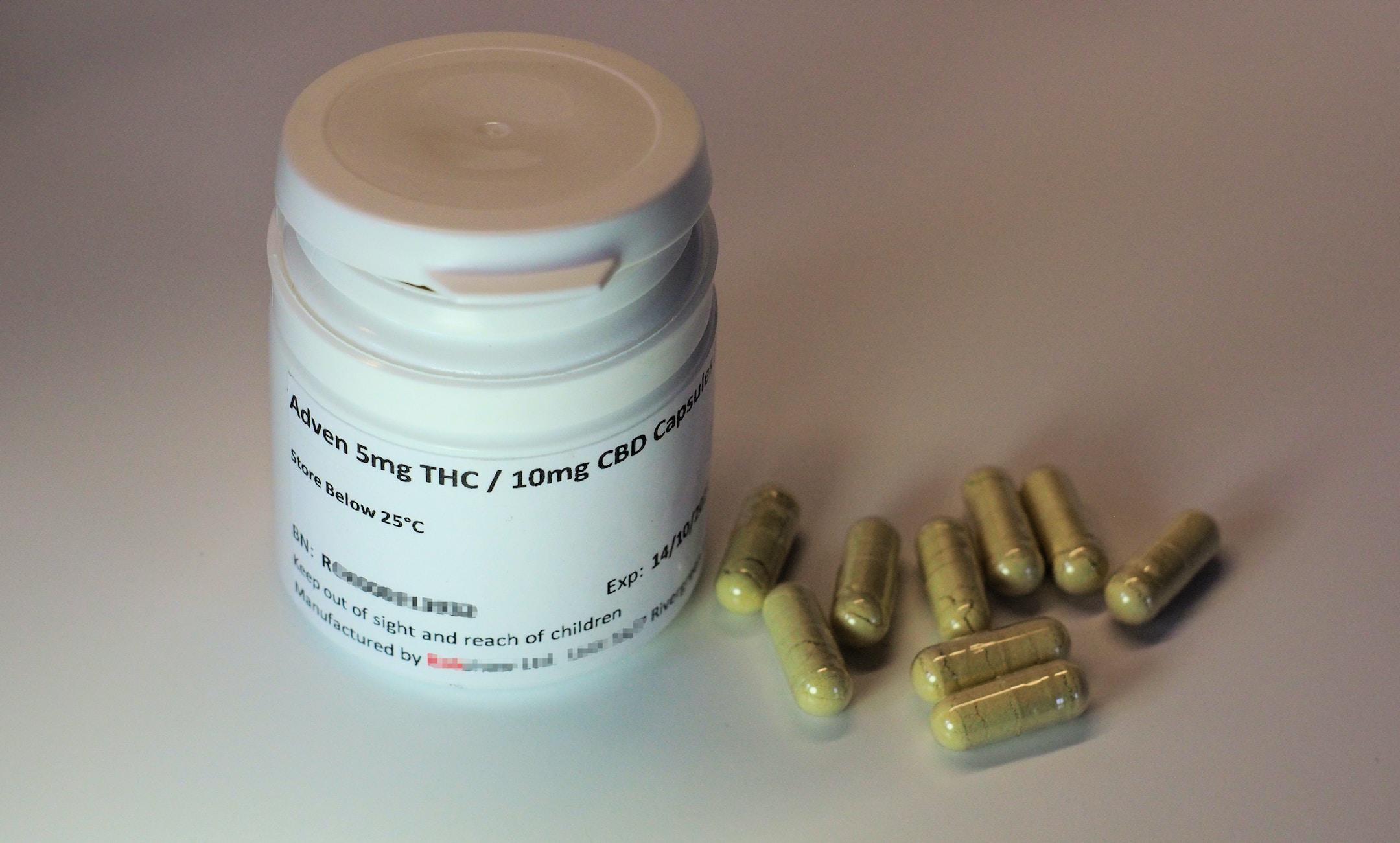 Legally prescribed Cannabis medication capsules in the UK.