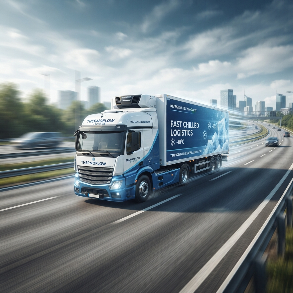 Fast delivery truck in motion