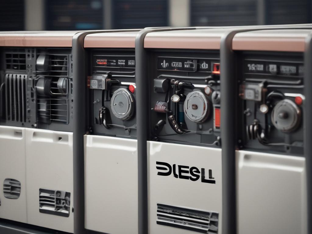 A close up shot of a high capacity diesel generator,