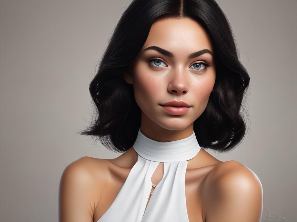 A striking, lifelike portrait of a beautiful escort, exuding elegance