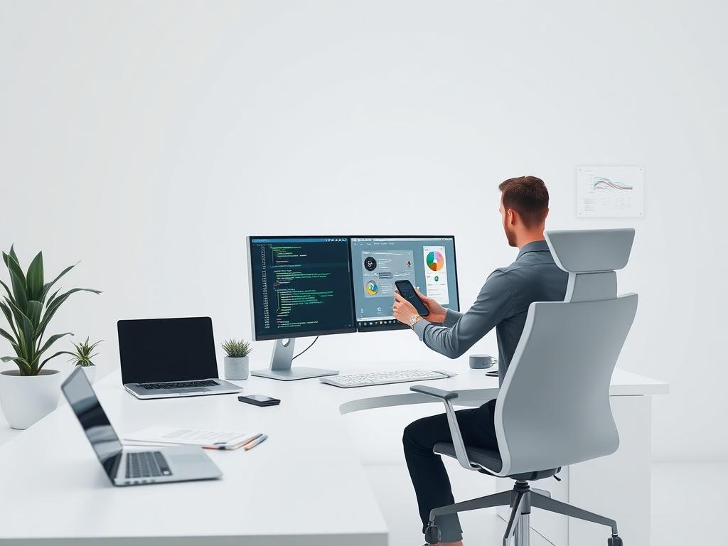 A sleek, modern office workspace with a single focus on