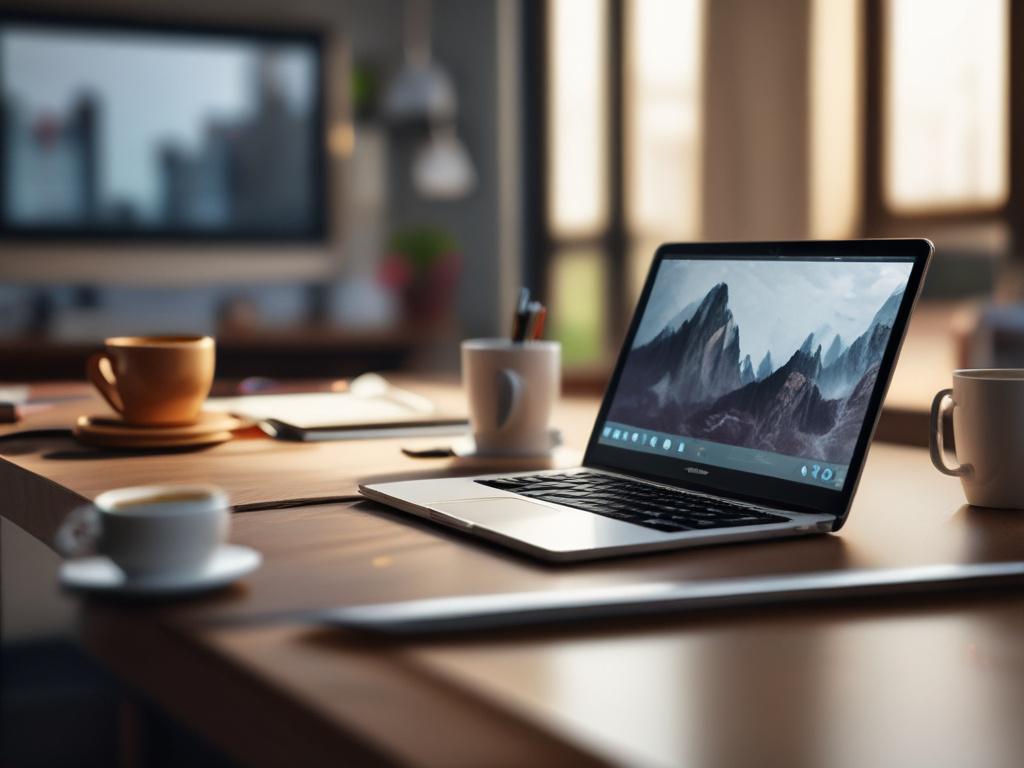 A dynamic video still featuring a sleek, modern workspace with