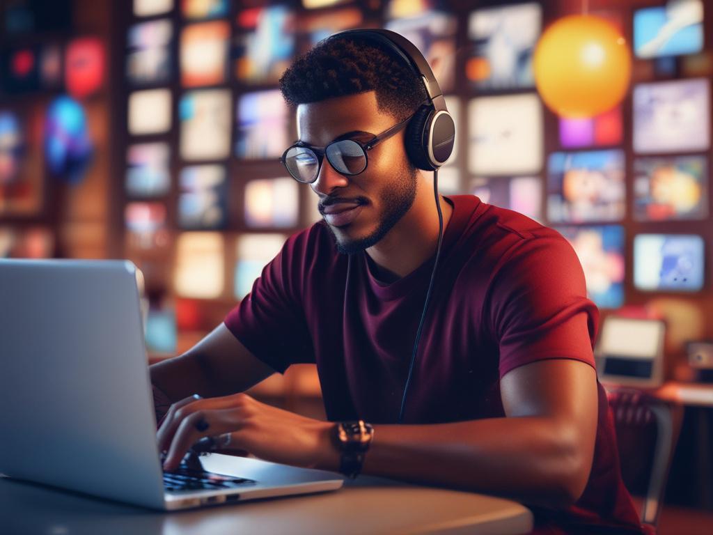 An image showcasing a person joyfully downloading stunning visuals from