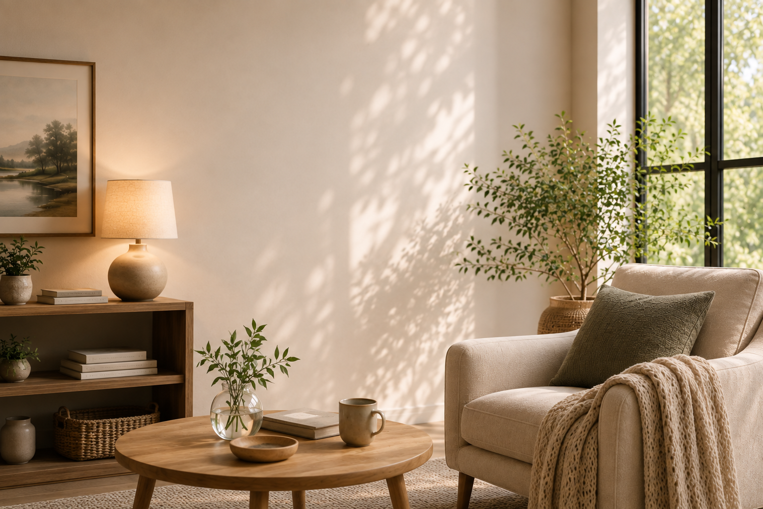 Therapist welcoming clients in a warm, calming office setting