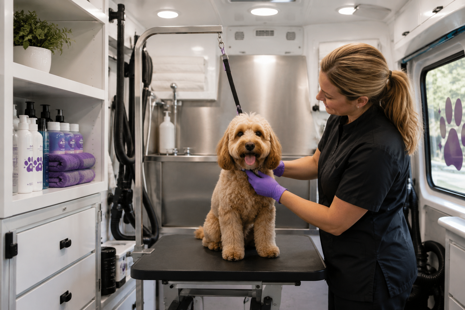 Professional pet grooming service demonstration