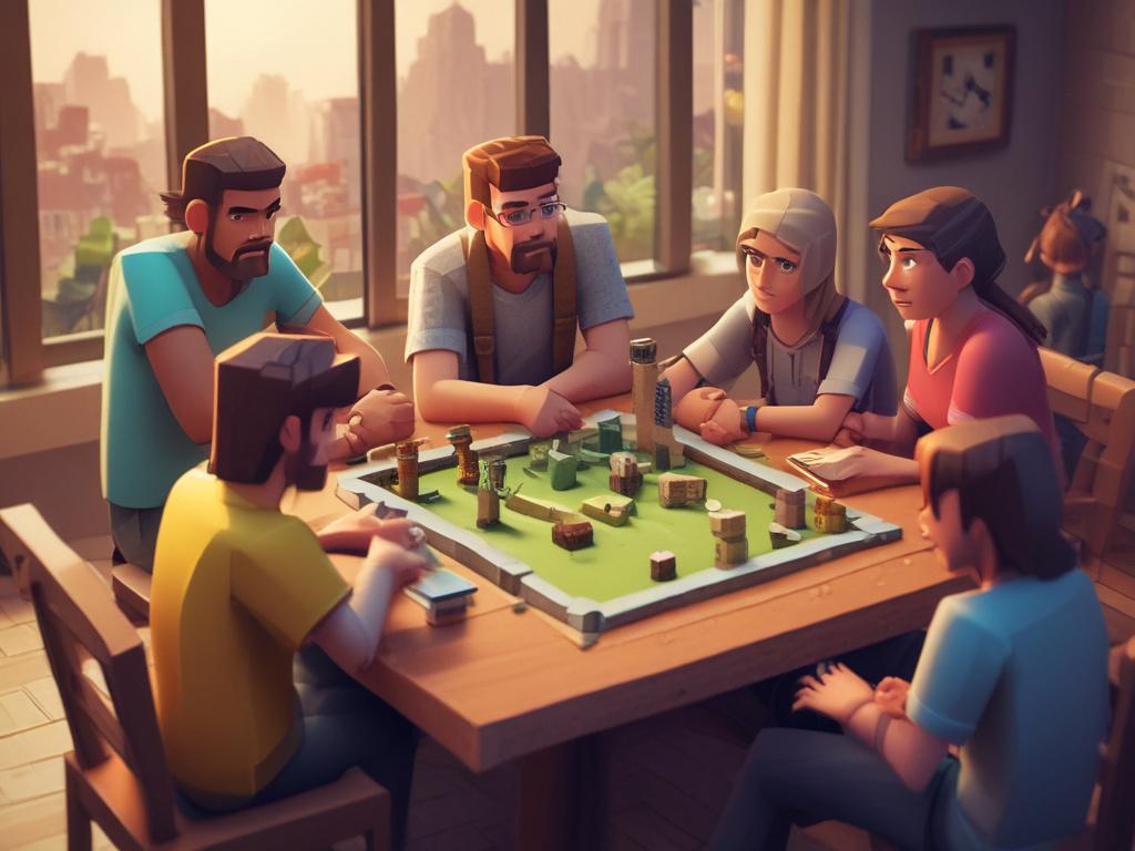 realistic high resolution of a group of gamers gathered around