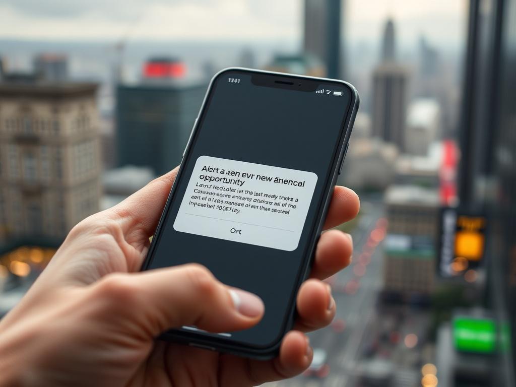 A close up of a smartphone showing an alert notification