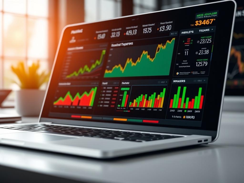 A close up of a high resolution dashboard displaying financial