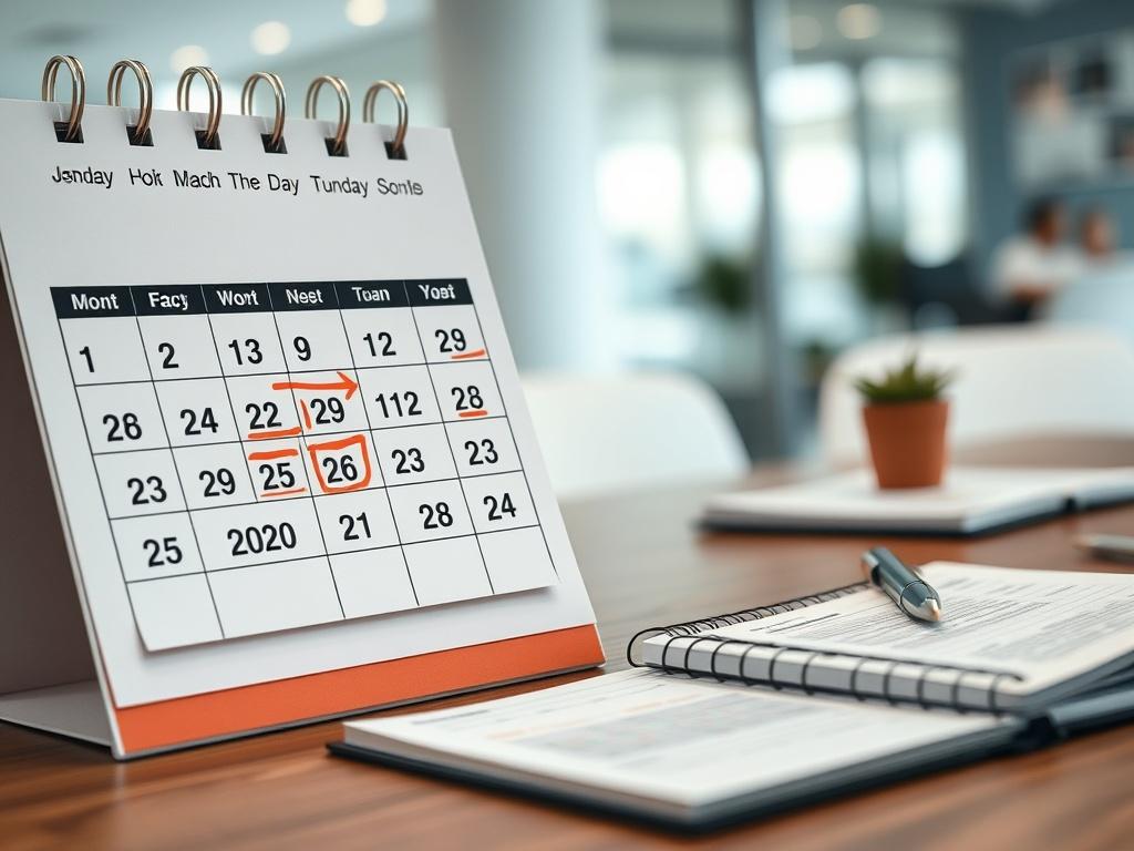 A close up shot of a calendar marked with payment