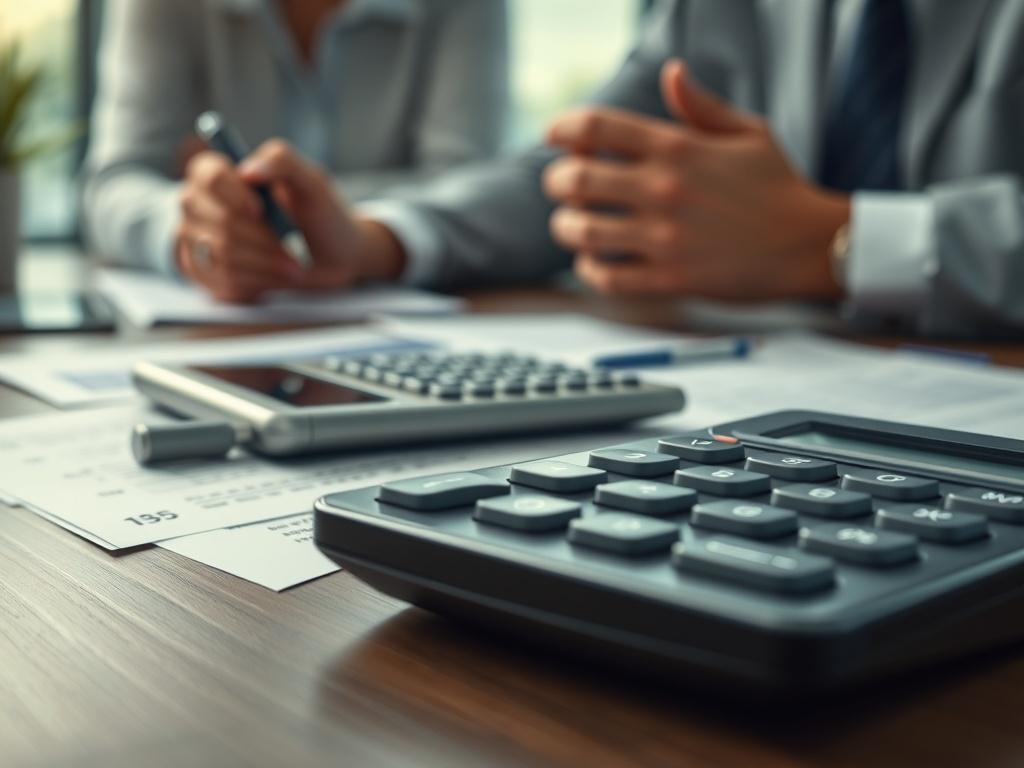 A close up shot of a calculator and loan documents