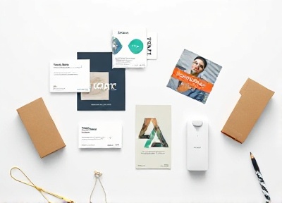 Print materials project featuring business cards and brochures