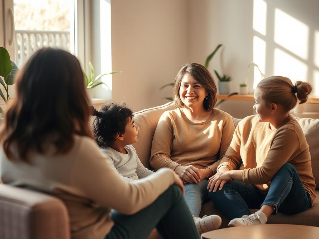 A serene therapy room featuring a comfortable couch and soft