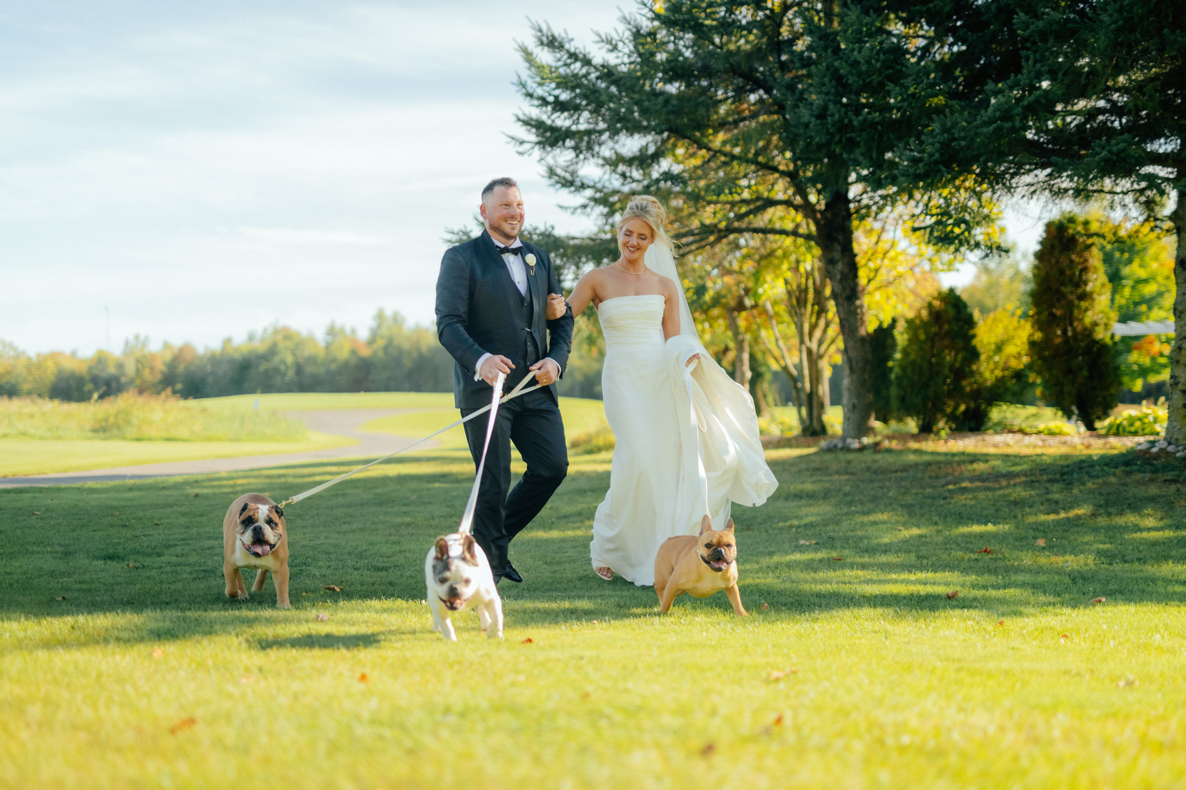 Bride and groom celebrating