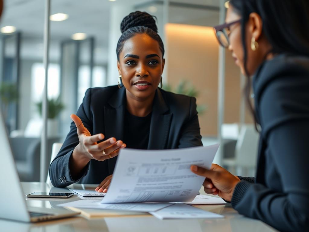 A close up shot of a black woman negotiating a