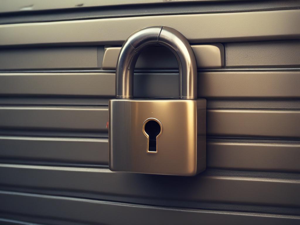 A close-up shot of a secure lock symbolizing data protection, rendered in hyper-realistic style with a blurred background of digital data streams. The lock should be shiny and metallic, focusing on its intricate details, with colors harmonizing with rgb(50, 170, 39). Shot with a 45mm f/1.2 lens.