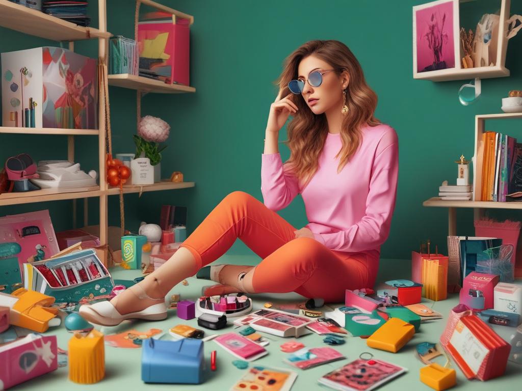 A dynamic scene showing an influencer engaged in a brand