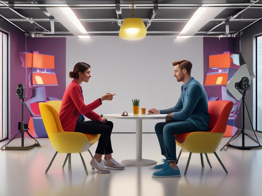 A high resolution depicting two influencers collaborating on a promotional