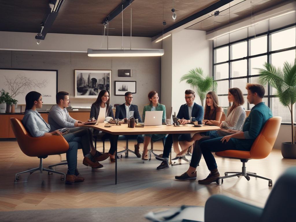 A high resolution showing a group of influencers discussing a